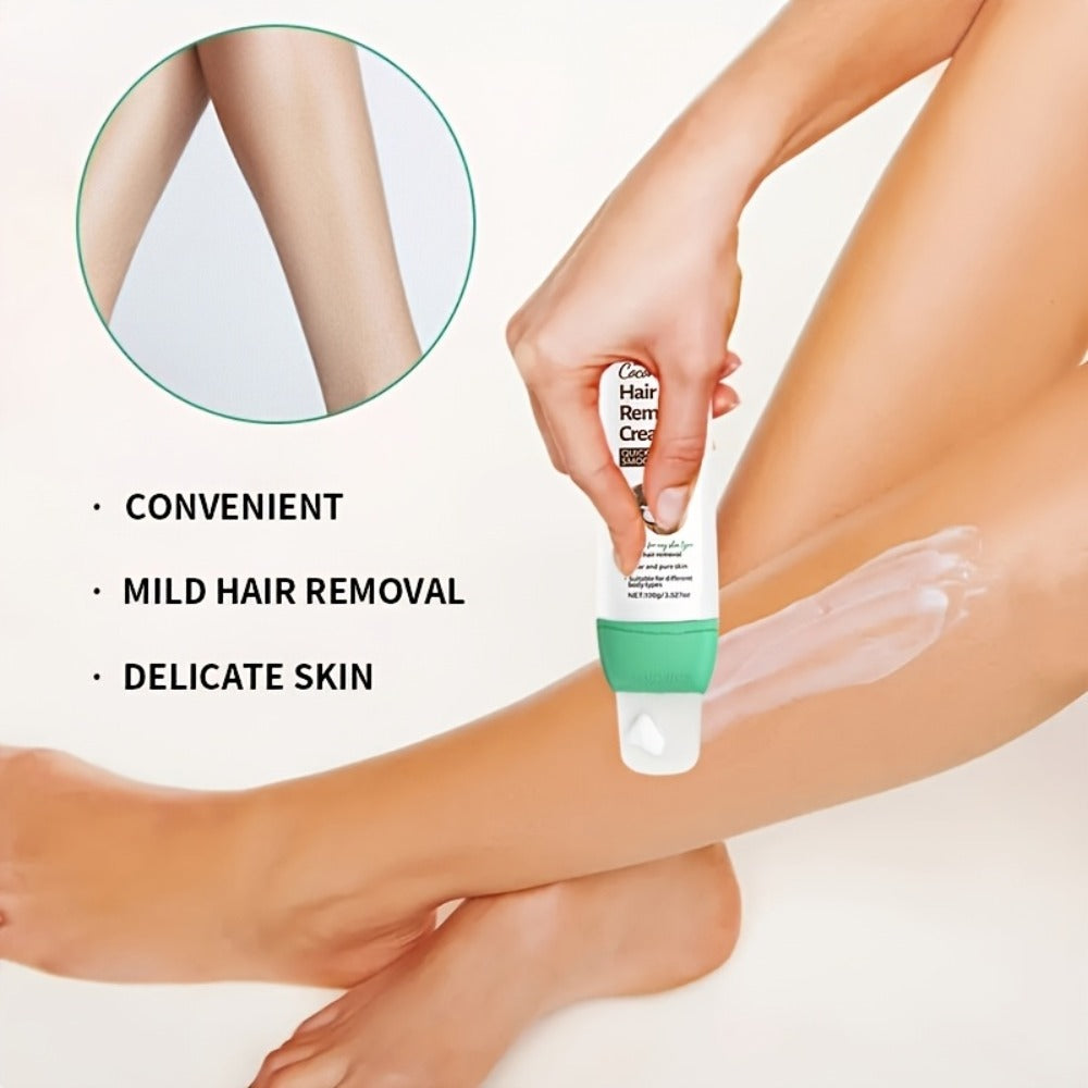 Use Once For, 3-Month Effectiveness, 100g Coconut Hair Removal Cream, Instant Hair Removal, Non Irritating To The Light Beige, Smooth And Residue Free Semi Permanent, Used For Hair Removal On The Face, Lips, Armpits, Legs Arms And Private Areas