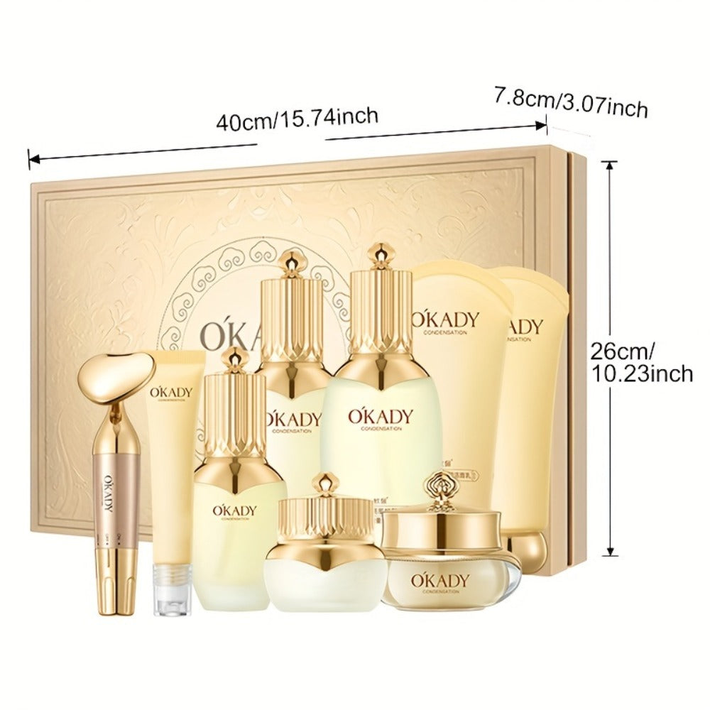 OKADY Ginseng Skincare Set | Make Skin Younger-Looking Alcohol-Free Hypoallergenic Cleansing, Purifying Skin Quick Absorption Facial (Ginseng - 9pcs Set) A Gift for A Lady. Thanksgiving Gift Send Mom, Send Girlfriend