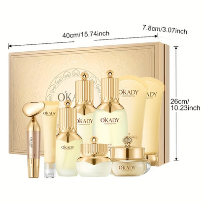 Ginseng Skincare Set 9-Piece OKADY Anti-Aging Alcohol-Free Hypoallergenic Cleansing Purifying Quick Absorbing Facial Skincare Kit Gift for Women Mom Girlfriend