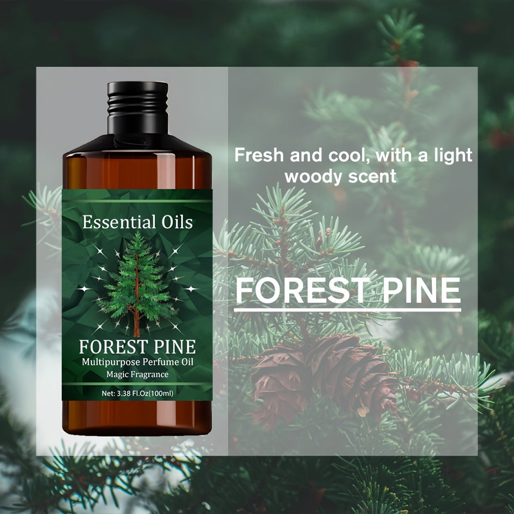 Forest Pine Essential Oil, 100ml/3.38fl.oz, 100% Pure Care Grade for Nail, Hair & Skin Care, Massage, Moisturizing Massage Essential Oil for Men & Women, Meditation Gift, Perfect Christmas Gift