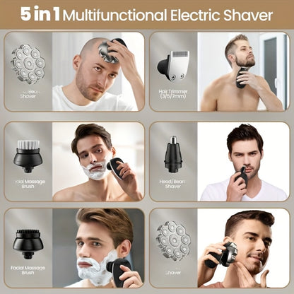 Men's Electric Shaver 7D/9D Rotary — LED Display, Wet & Dry, USB-C Fast Charging, Titanium Blades, Head Shaver & Bald Barber Gift for Men