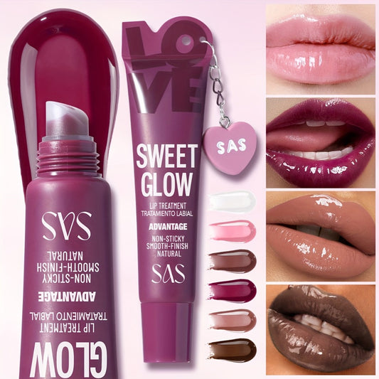 Heart Pendant Lip Gloss, Available in 6 Shades, Mirror-Like Shine, Long-Lasting, Fade-Resistant, Non-Tacky, Vibrant Colors, Ideal for All Skin Tones, Lip Gloss Designed for Women