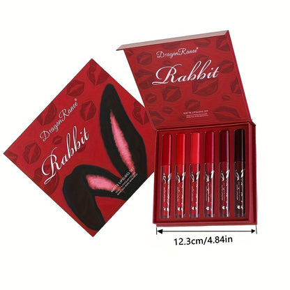 Lip Glaze Set 6 Pcs Red - Long-Lasting Non-Transfer Squalane Formula, Moisturizing Lip Tint for Beginners & Beauty Lovers, Vibrant Red Lip Color Gift Set