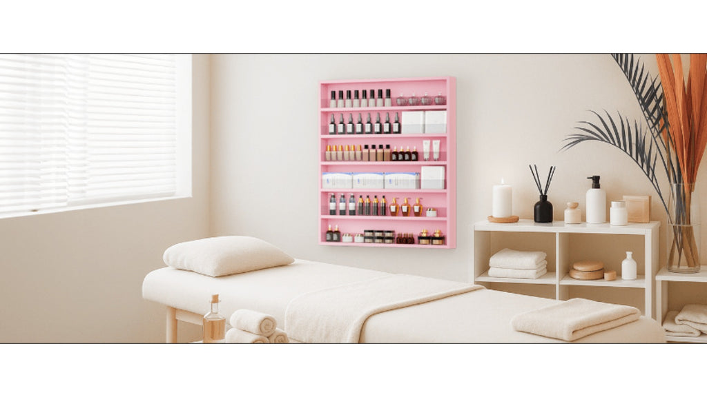 6 Layers/ 10 Layers Nail Polish Rack, Wall Mount Nail Polish Organizer W/ Acrylic Baffle, Salon Display Rack for Home Spa And Nail Studio, Pink/ White/ Black