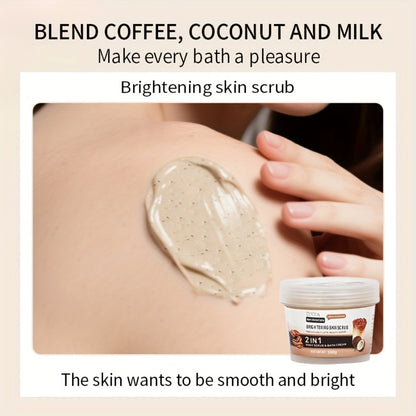 Coconut Body Scrub with Shea Butter & Coconut Oil — Raw Coconut Latte Exfoliating Scrub, Deep Moisturizing Face & Body Exfoliator, Gentle Non-Irritating Formula, All Skin Types, Unisex Skincare