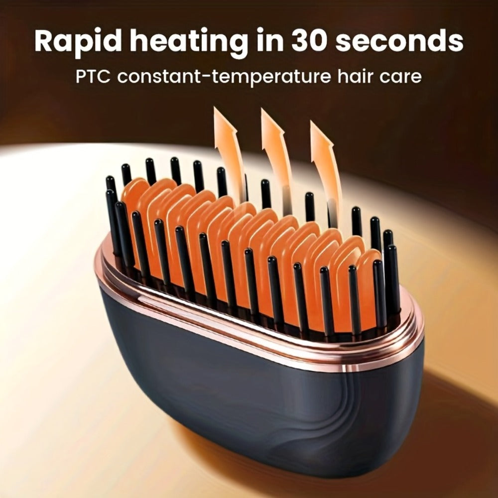 Mini, Compact & Portable Pocket-Sized Straightening Brush, Mini Hot Comb, USB Rechargeable, Mini Flat Iron, Bangs Styling, Lightweight Brush, Compact Design, Durable Construction, Fast, Styling Comb, Perfect for Students Busy Professionals