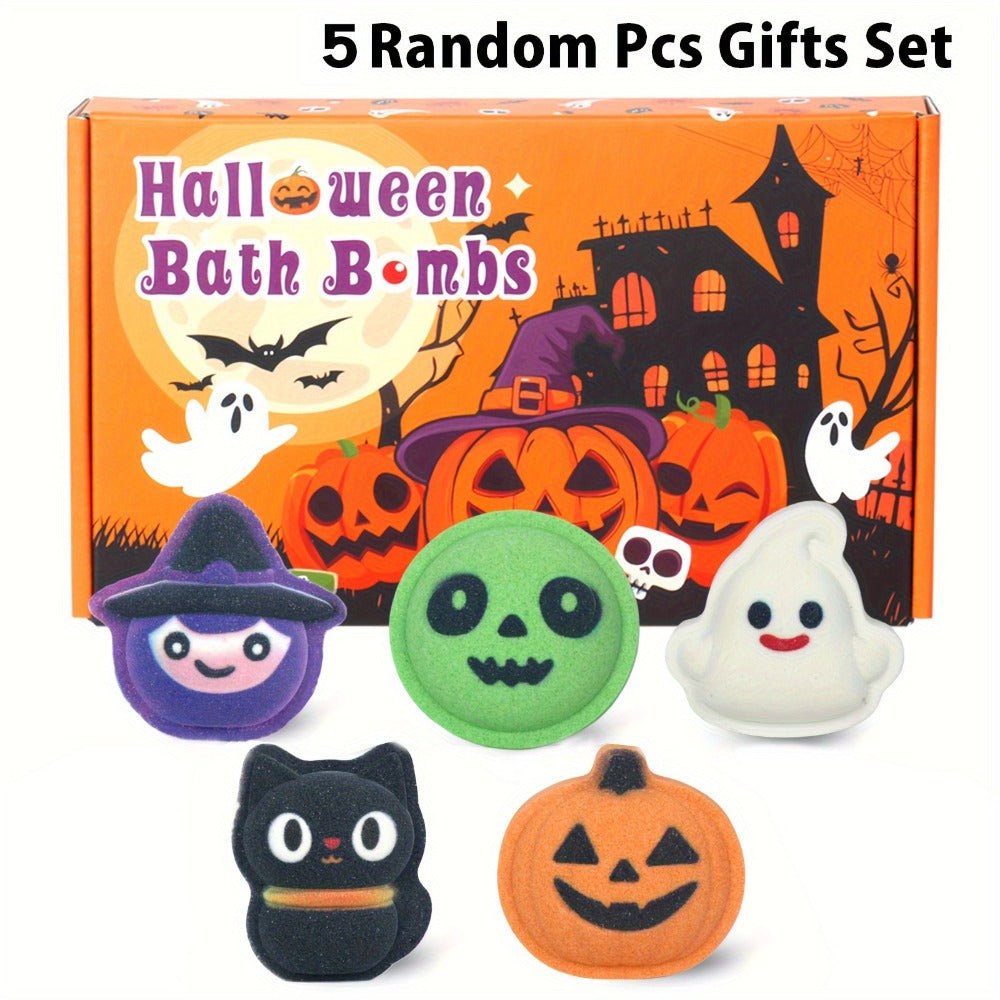 Bath Bombs Halloween Gifts for, Halloween Pumpkin, Bat, Skull, Magician, Black Cat And, 5 Individually Wrapped Bath Salt Bombs Rich In Essential Oils, Ideal for Gifts for,, And Women Who Have Everything On Halloween