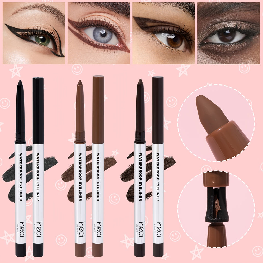 3pcs/set Waterproof Eyeliner Gel Pen for Sensitive Eyes, Suitable for Mature Skin, Long-Lasting, Quick-dry, Smudge-Proof, Matte Gel Cream Formula, Easy Control & Beginner Friendly Eyeliner Pencil, Matte Creamy Texture for Precision Eye Makeup