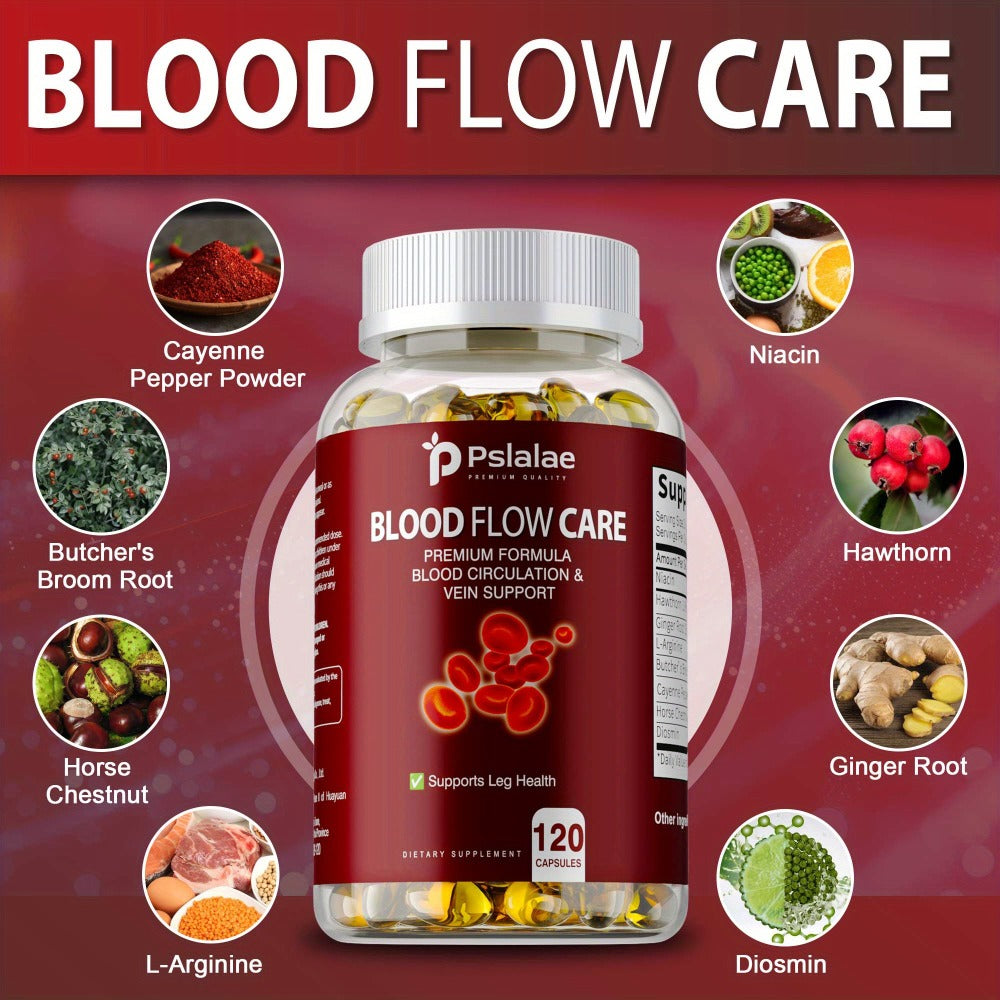 Blood Flow Care - Niacin, Hawthorn, Ginger Root, Support Leg Health, Supports Heart Health - 120pcs