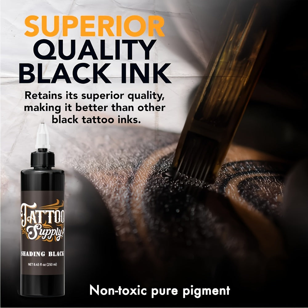 Black Tattoo Ink Professional Outlining Shading Blending Ink Set Waterproof Long Lasting Body Art Tattoo Supply for Artists Beginners 100ml 250ml
