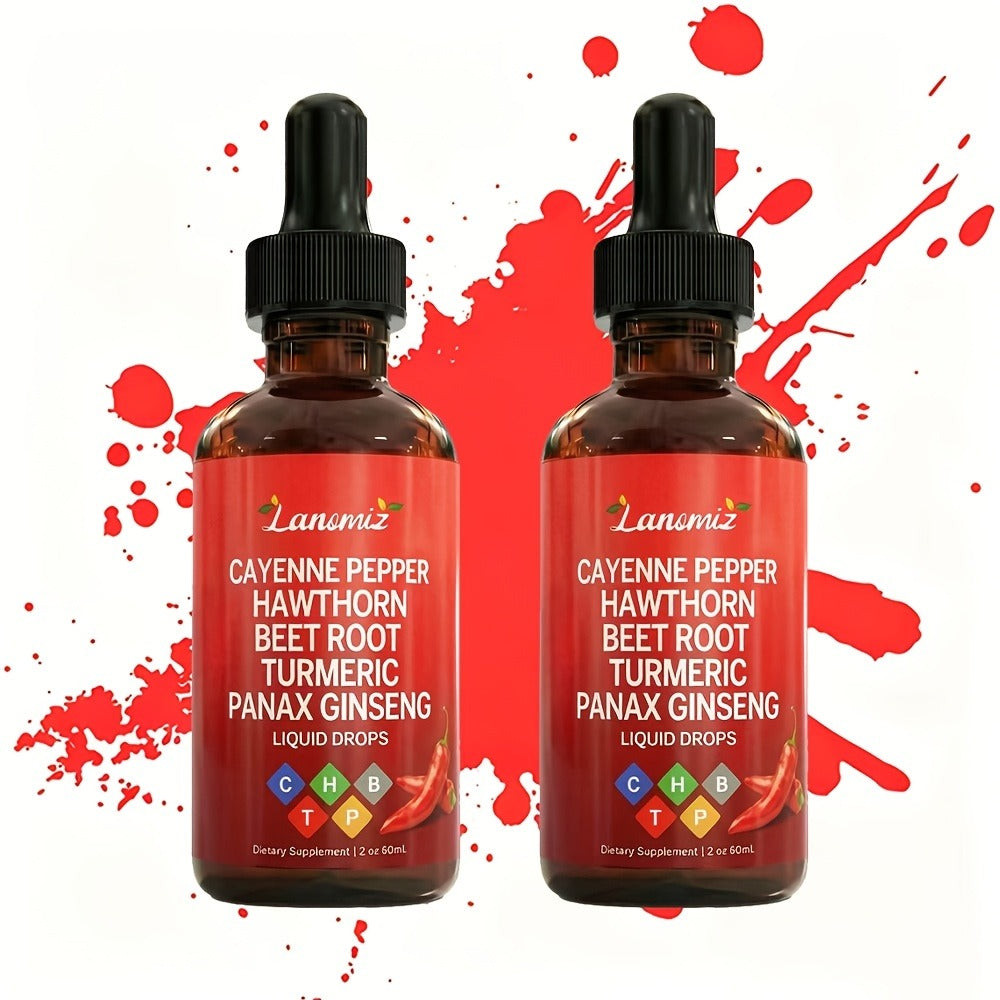 [Father's Day Special] Cayenne Pepper Supplement Liquid Drops, All-in-One Liquid Supplement with Cayenne, Beet Root, Turmeric, Hawthorn, Ginseng & Ceylon Cinnamon. 2fl.oz Daily Health Drops. Allergy-Friendly & Unisex. Father's Day Special, Local Warehouse