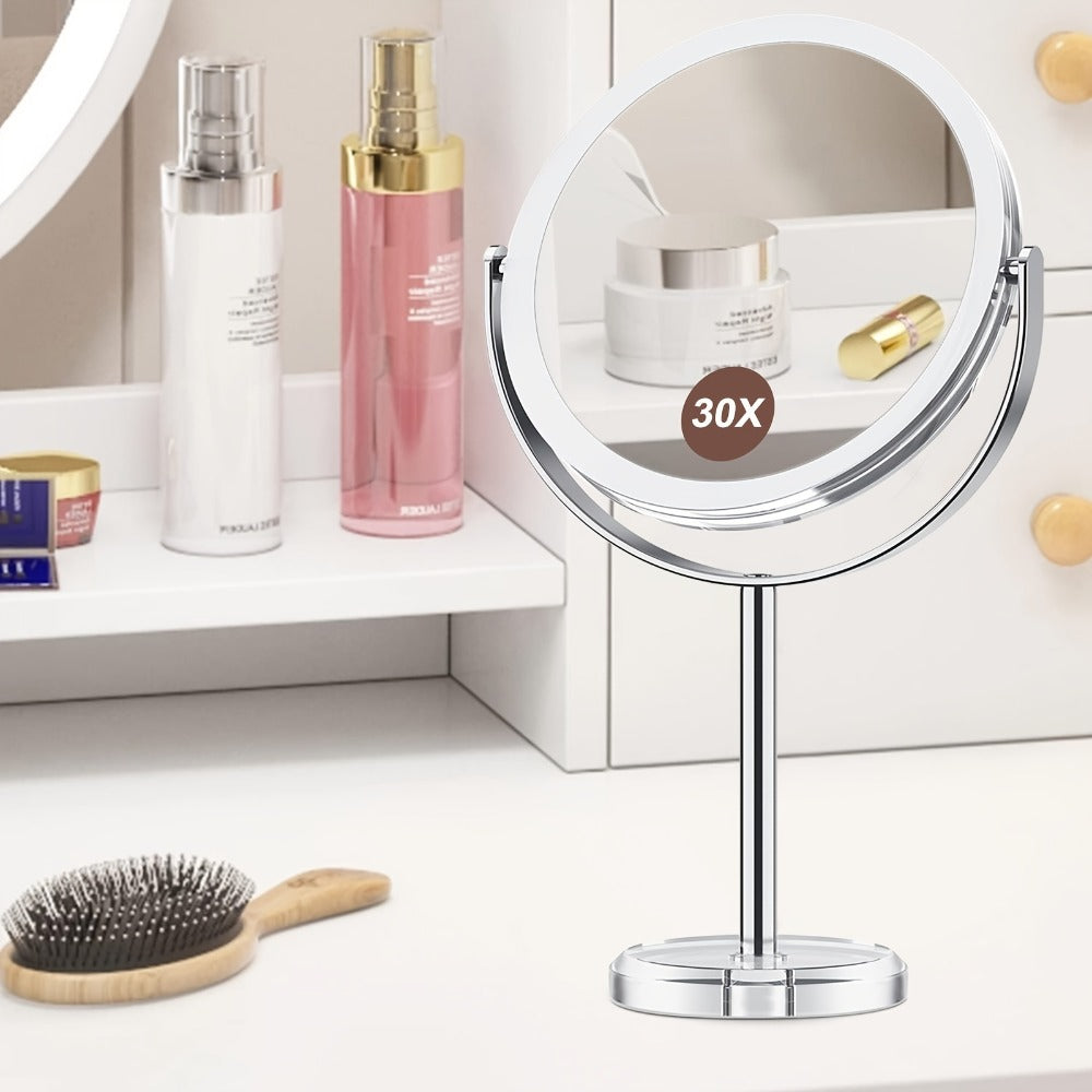 Elegant 30X Makeup Mirror with Detachable Design, Dual-Sided 1X/30X, Vanity Mirror with 360° Rotation, Chrome-Finished Stainless Steel Frame, Professional Makeup Accessories, Portable for Travel & Home Use, Ideal Gift for Wedding, Birthday, Mom Gifts