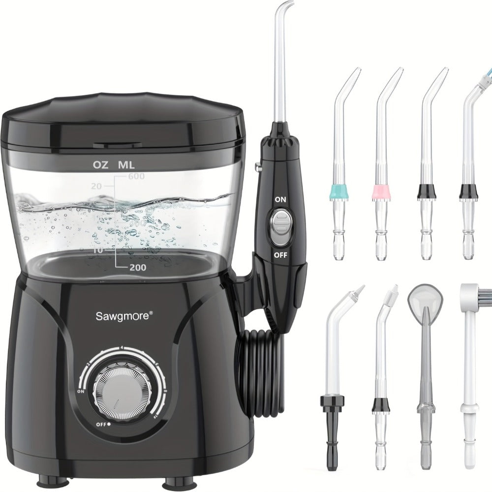 FC166 Father'S Day Gift, Water Flosser for Teeth/Braces, 20.29 oz Large Capacity, 10 Adjustable Pressures, 8 Home Nozzles Professional Oral Irrigator for Teeth Clean, IPX4, Electric Household Desktop Water Flosser&Electric Toothbrush, Holiday Gifts