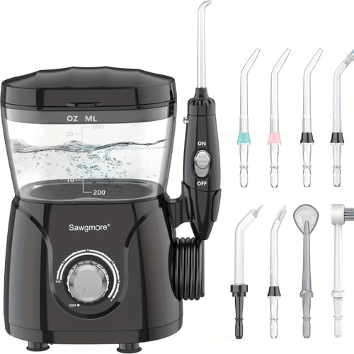 Water Flosser for Teeth & Braces 600ml Large Tank 10 Adjustable Pressure Levels 8 Nozzles IPX4 Waterproof Professional Oral Irrigator Desktop Electric Dental Flosser for Adults Family Use