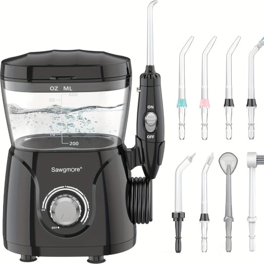 Water Flosser for Teeth & Braces 600ml Large Tank 10 Adjustable Pressure Levels 8 Nozzles IPX4 Waterproof Professional Oral Irrigator Desktop Electric Dental Flosser for Adults Family Use