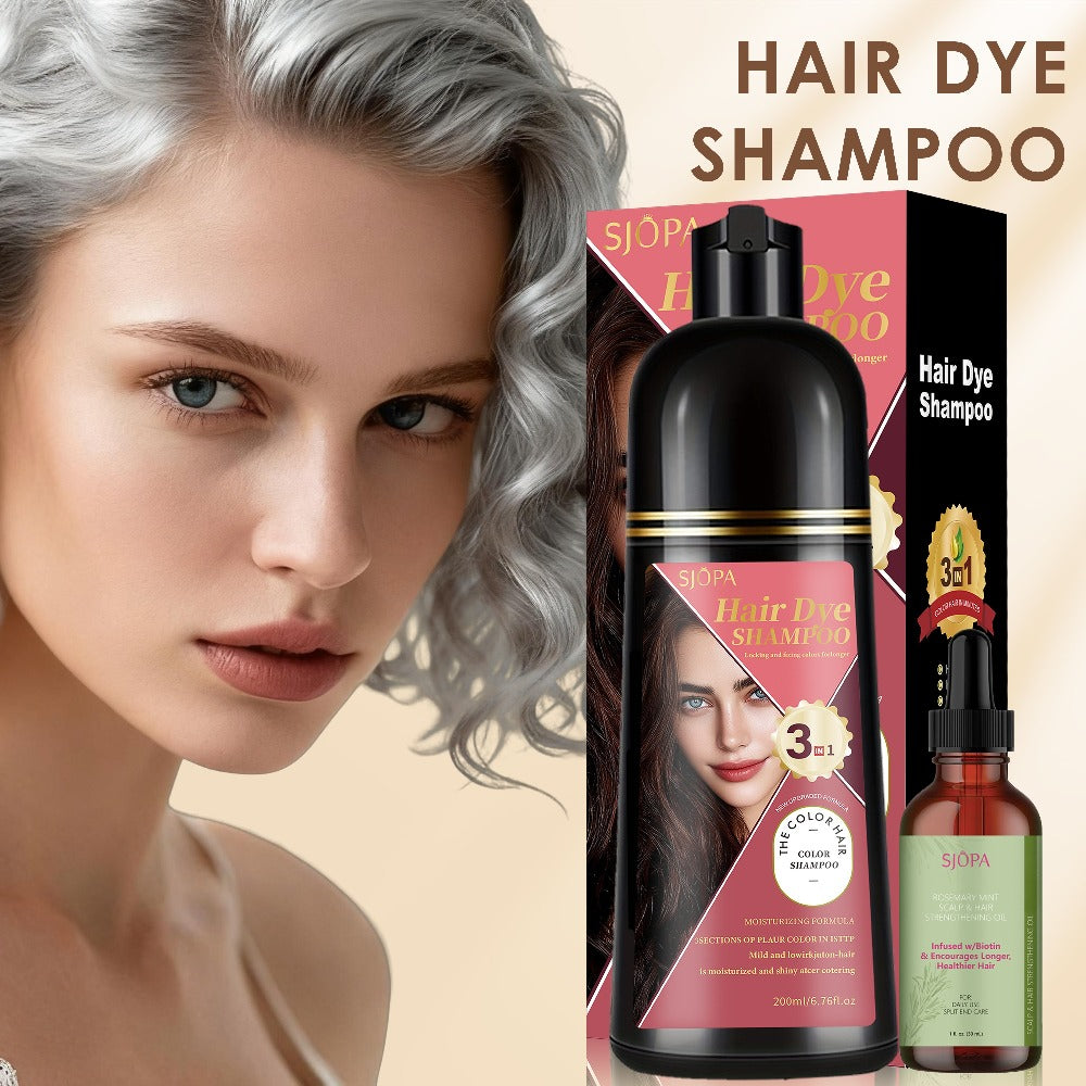 Hair Color Dyeing Shampoo 3-in-1 — Plant Squalane & Glycerin Formula | Colors, Conditions & Cleanses in One Wash | 10 Shades | Easy At-Home Hair Coloring