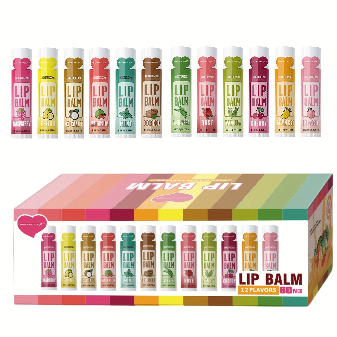 [Luxury Lip Balm Set] 60pcs Luxury Lip Balm Gift Set - Deep Hydration & Moisture for Soft, Glossy Lips - Perfect Valentine's Day or Thanksgiving Present for Women