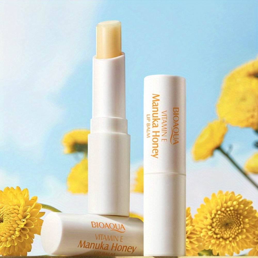 6pcs/10pcs Manuka Honey & Vitamin E Lip Balm Suitable for Women - Overnight Hydrating Lip Mask & Lip, 12hrs Long-Lasting Moisture, Korean Skincare, for Dry, Chapped Lips