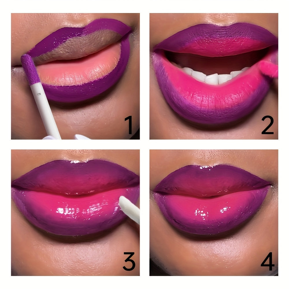 [Perfect Gifts] 3pcs Long-Lasting Matte Lip Gloss And Lip Oil Set - Waterproof Non-Stick Cup Velvet End. All Skin Types - Featuring Red And Purple Shades - Perfect Gifts for Any Style!