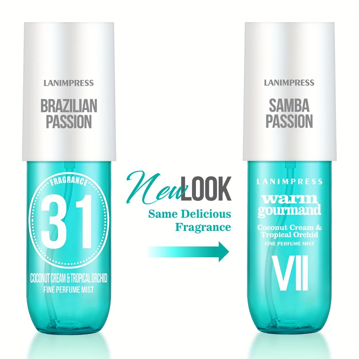 3.0fl.oz NEW Look Samba Passion Body & Hair Fine Perfume Mist - Warm Gourmand Coconut & Tropical Orchid Fragrance, Long-Lasting Travel Size Perfume Spray, Paraben-Free, Perfect for Halloween Christmas Valentine's Day Gifts Casual Attire for Women