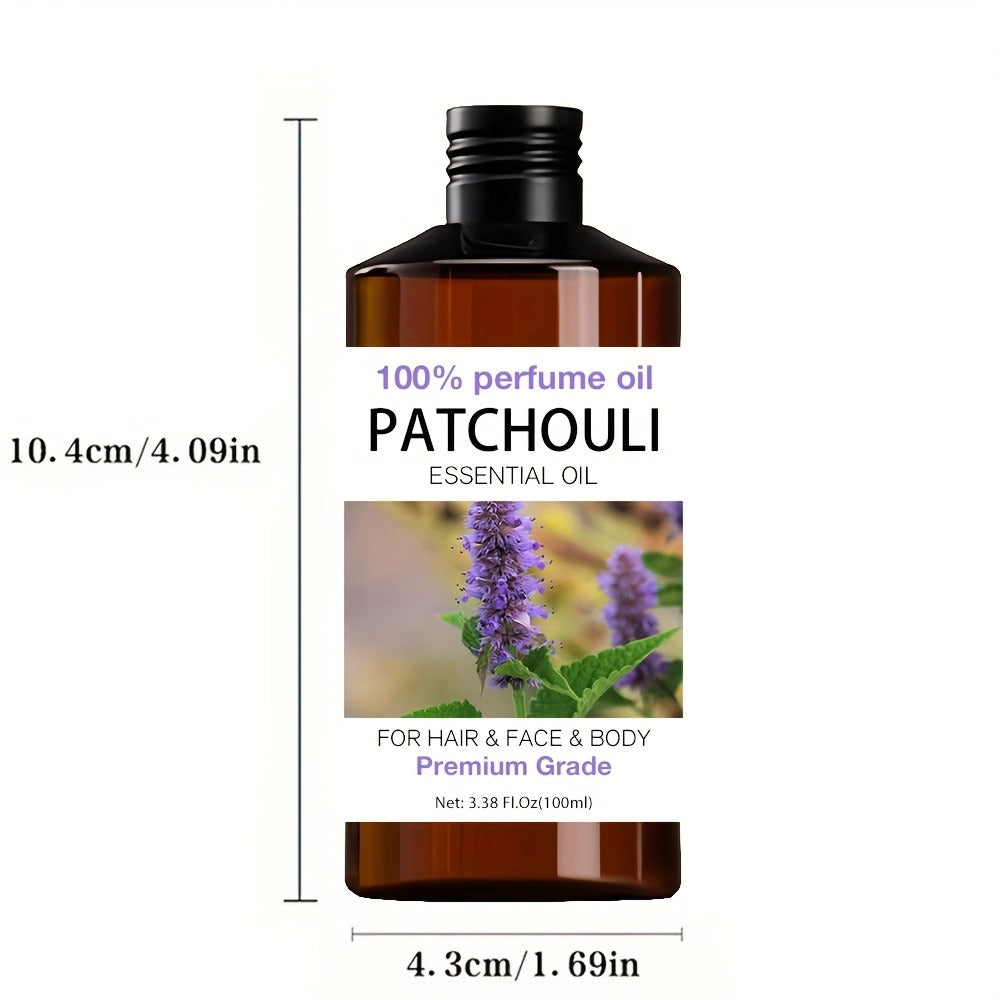 100% Pure Premium Grade Patchouli Essential Oil 3.38oz/3.38Fl. Oz - Moisturizing for Hair, Nails, Light Beige, Massage - for Meditation And Dry Light Beige Care, Massage Oil, Hair Moisturizer, ' Gift, Perfect Christmas Gift