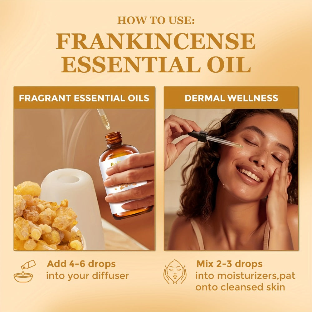 2/1pc*120ml Frankincense Essential Oil, Frankincense/ Lemon/ Eucalyptus/ Lemongrass/ Rosemary Essential Oil, Suitable For Massage, Bathing, Facial, Body, Nail, Hair, Eyelash, Mother'S Day Gift, For Women/ Wife/ Mother/ Girlfriend/ Friends