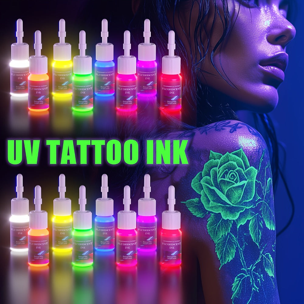 8pcs Fluorescent Color Body Painting Ink | 0.17oz DMTATTOO Full Color Body Painting Ink for Tattoos