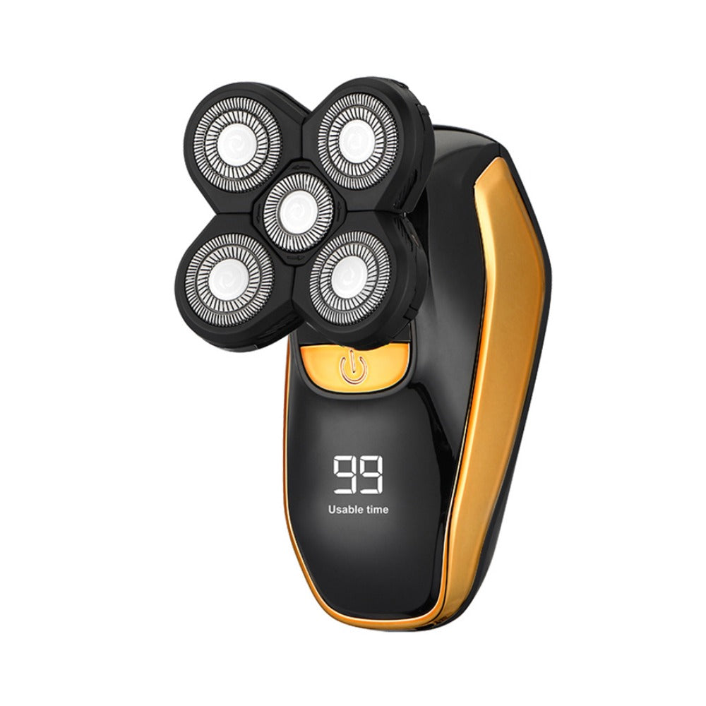 5in 1 Set/ Single Machine Men's 5-bit Electric Shaver, Bald Head Machine, USB Charging, Digital Display Design, Optional Combination Of Nose Hair Device, Hair Clipper, Exfoliating And Cleansing Brush
