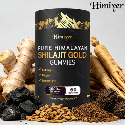 Shilajit Supplement 3000mg — Pure Shilajit with Ginger, Ginseng & Ashwagandha | Multi-Mineral Phytonutrient Formula for Energy, Vitality & Strength | 1-3 Bottle Options