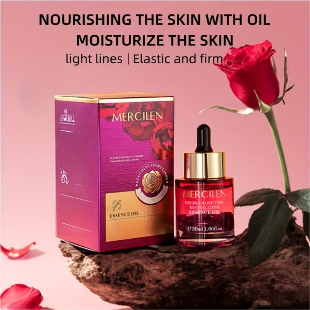 Rose Essential Oil — Plant-Based Squalane & Avocado Oil Hypoallergenic Moisturizing Face & Body Oil for Dry Skin | Natural Hydrating Skincare for All Skin Types | MERCILEN