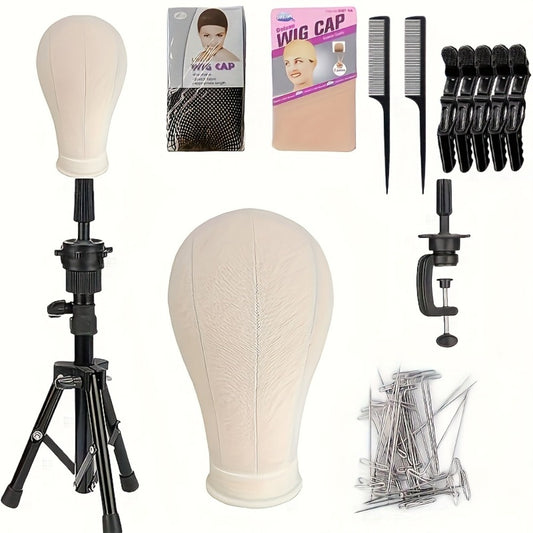 Adjustable Wig Stand 22 Inch Adjustable Reinforced Wig Stand with Mannequin Head | for Wigs, Cosmetology, Manikin Head Set