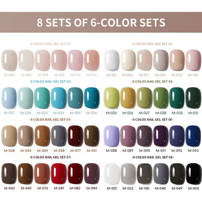Gel Nail Polish Set 6pcs Solid Color Self-Leveling Soak-Off LED UV Nail Art Polish Popular Colors Daily Salon Manicure Kit Women