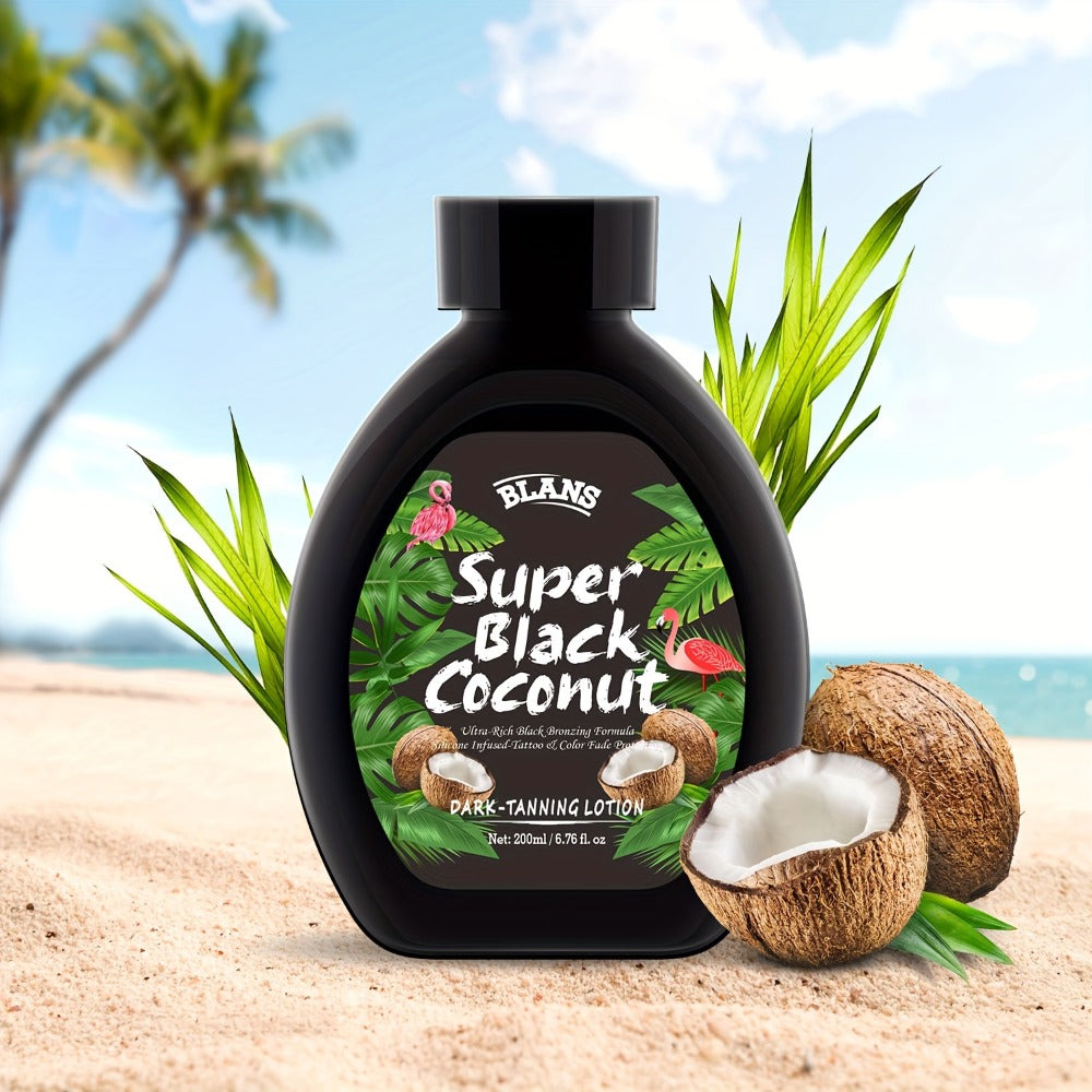 Super Black Coconut 6.76Oz Tanning Cream - Unisex Adult, Medium Skin Tone, Daily Skin Care, All Skin Types, Alcohol-Free, Bpa-Free, Natural Glow, Easy to Apply, Sunless Bronzing Lotion, Natural-Looking Tan