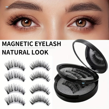 Magnetic False Eyelashes 8 Pairs Glue-Free 3D Reusable Set — No Eyeliner Needed, Dual Magnetic, Waterproof, Easy to Wear, Includes Clip, Natural Look for Daily & Special Occasions