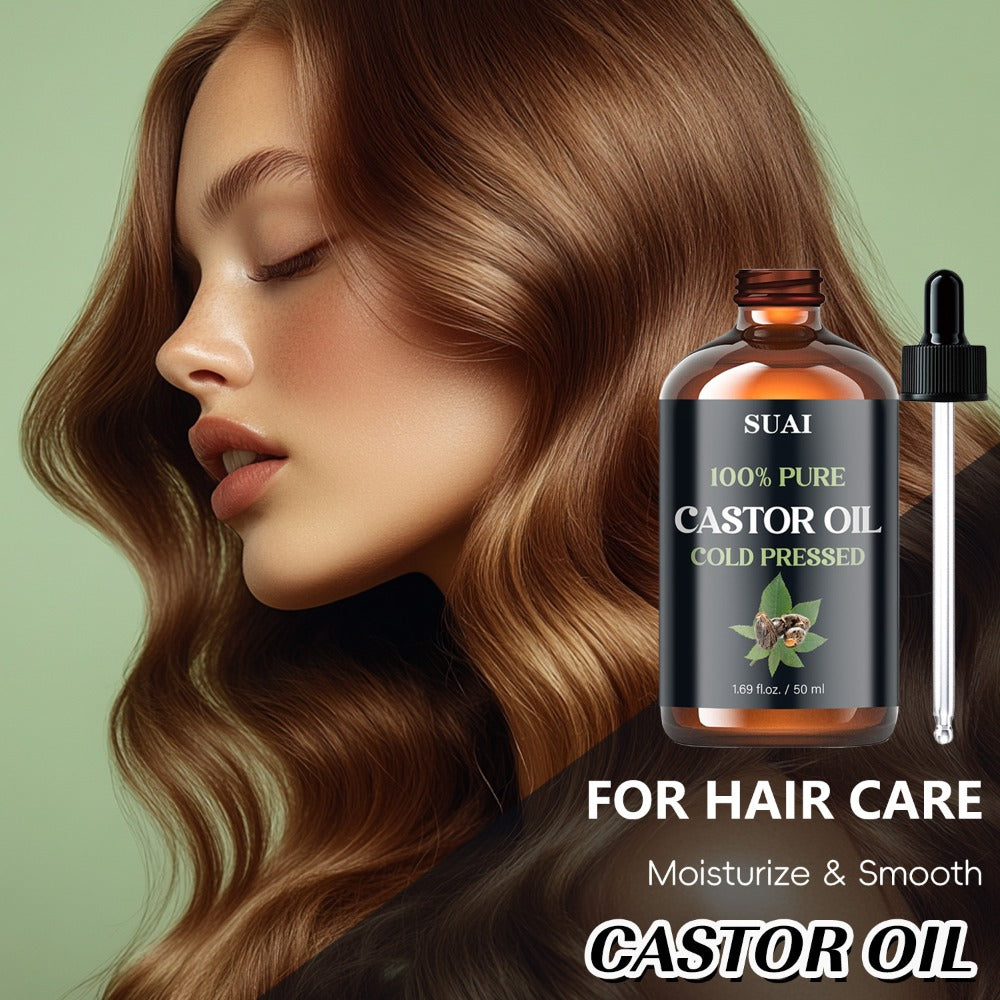 100% Pure Castor Oil | Cold Pressed, Softens and Smooths Skin, Made with Plant Extracts, Enhances Skin Smoothness, Contains Essential Oils, Elegant Packaging, Hypoallergenic Formula, 1.69oz