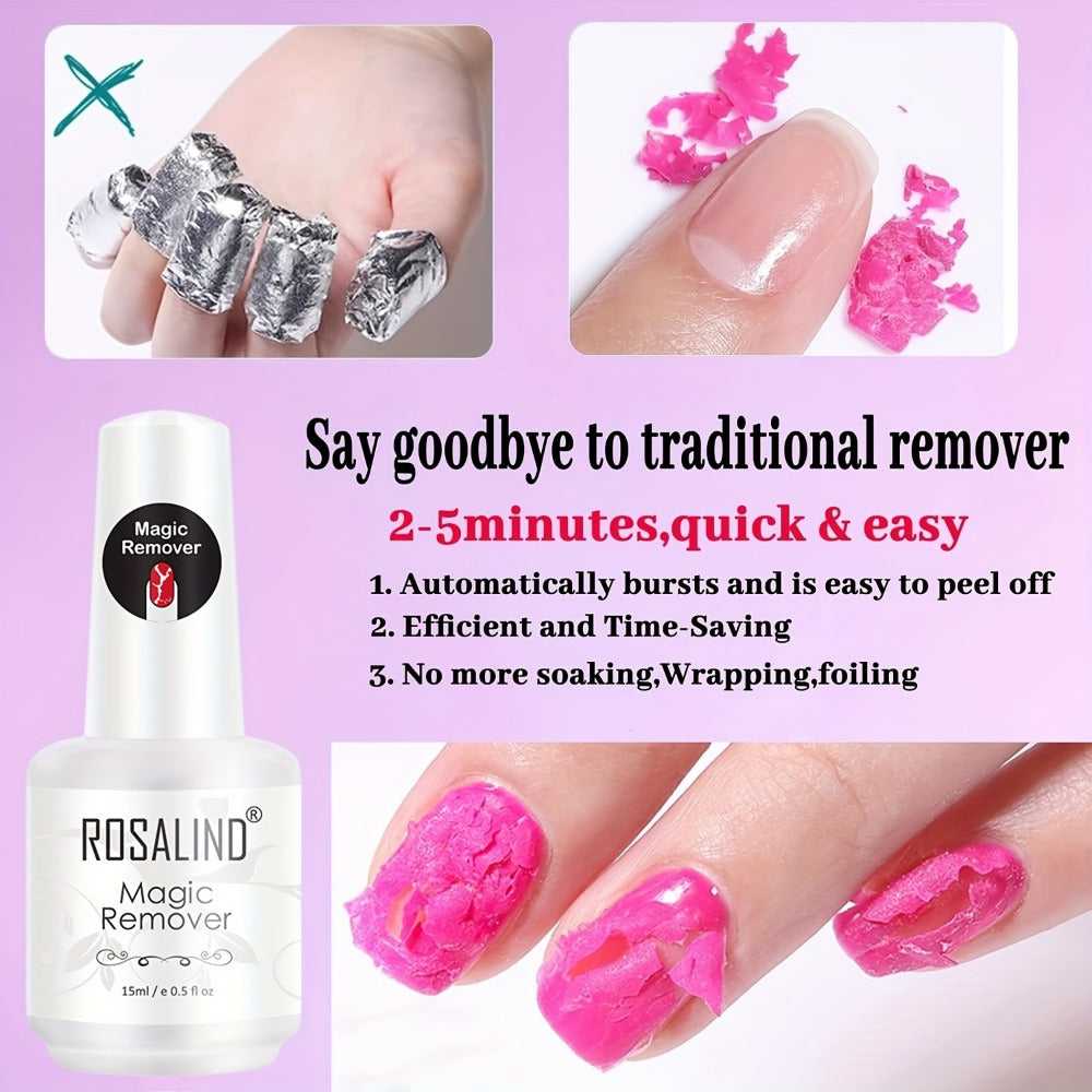 Gel Nail Polish Remover – Professional Formula Removes Gel Polish in 2–5 Minutes, No Foil or Soaking Needed, Includes Cuticle Pusher & Nail Scraper Tools