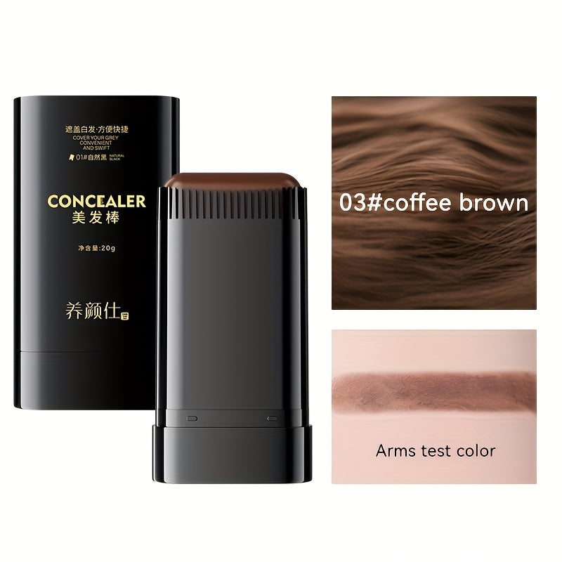 Hair Dye Stick with Built-in Comb - Waterproof Sweatproof Gray Coverage Touch-Up Stick | Easy Twist Applicator | Plant-Based Squalane | 3 Shades | On-the-Go
