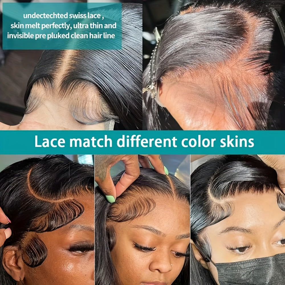 13x4 HD Lace Front Wig Human Hair 200% Density Brazilian Straight Wig Pre-Plucked Baby Hair Ear to Ear Swiss Lace Glueless Natural Hairline 8-38 Inch