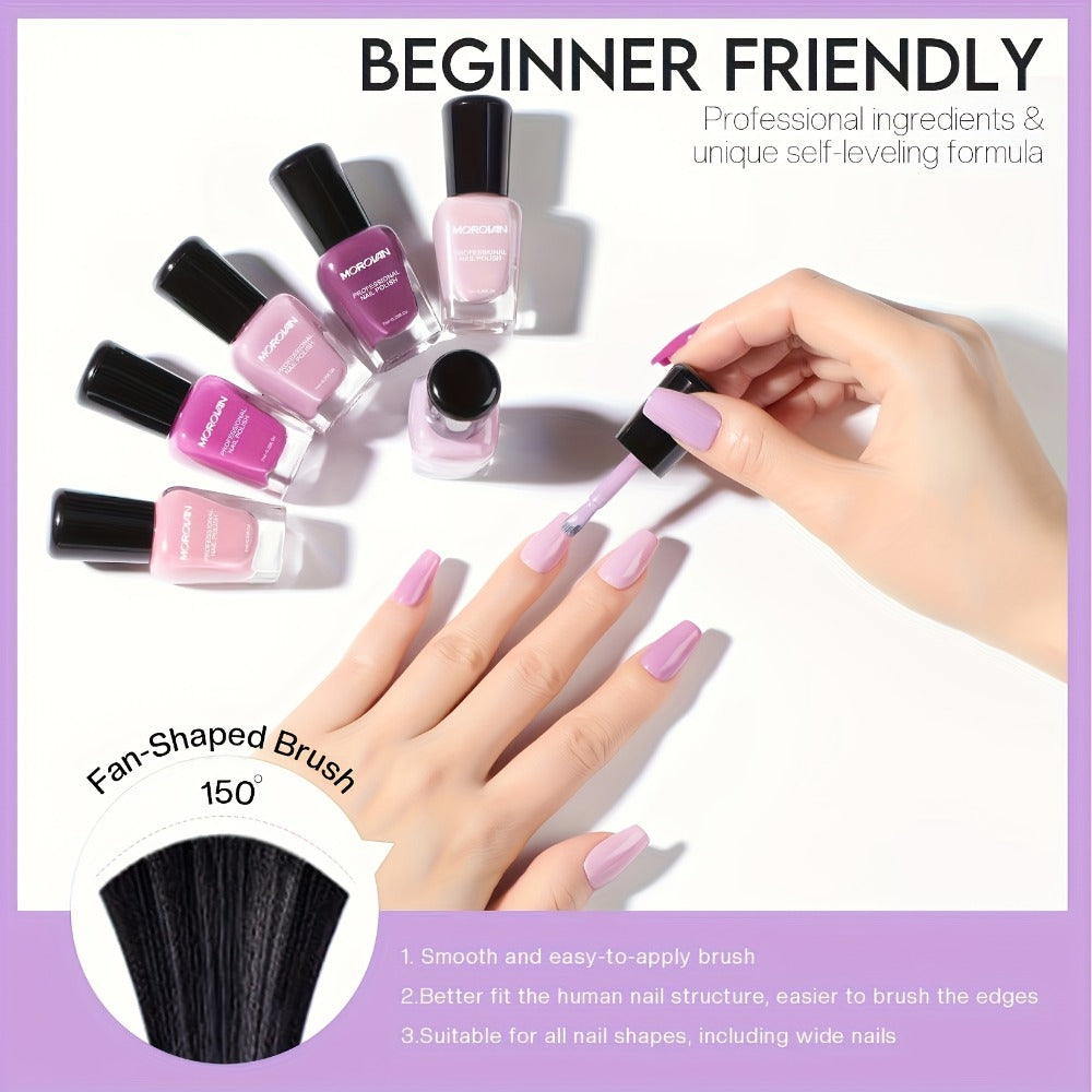 Nail Polish Set – 6pcs Quick Dry | No-Bake Durable Nail & Toenail Polish Kit for Women, Cherry Blossom Pink, Lilac Purple & Nude Pink Shades, Salon & DIY Nail Art