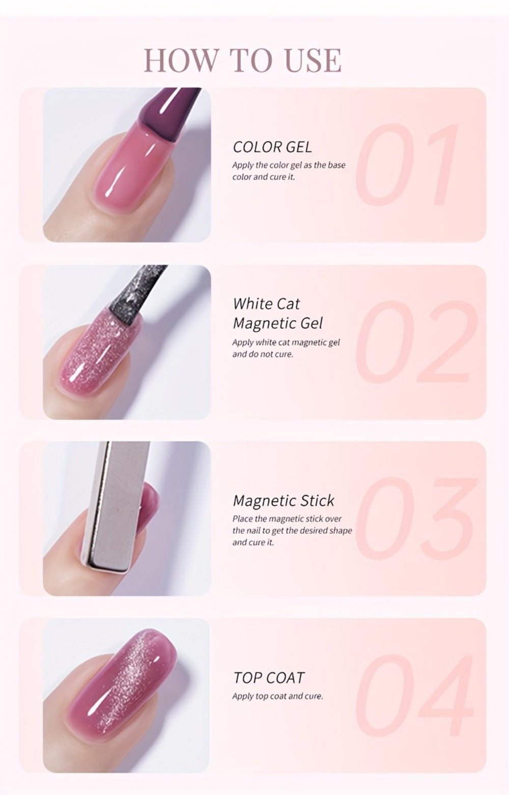 UR SUGAR 2pcs/Set 0.51oz Shine White Cat Magnetic Gel Nail Polish on Any Color Gel Sparkling Glitter Semi Permanent Soak Off Gel with Magnetic Stick