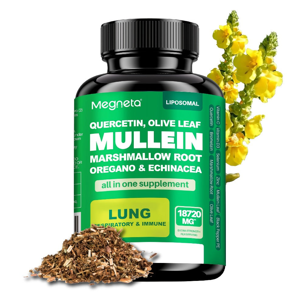 [Lung Health Supplement] Lung Health Supplement With Mullein Leaf, Vitamin C & D3, Selenium, Zinc, Quercetin & Bromelain, Herbal Formula For Respiratory, Breathing & Bronchial Health, 60 Capsules