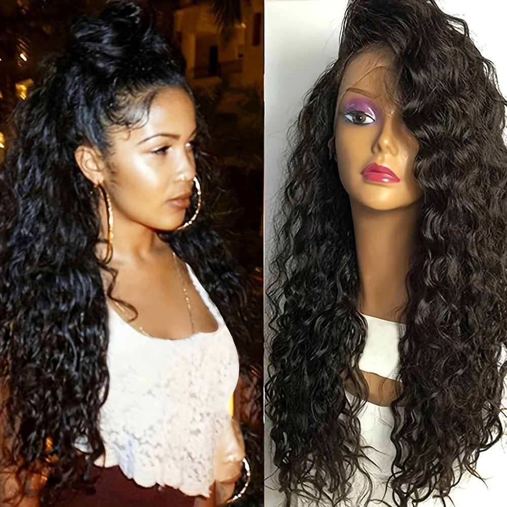 13*4 Lace Front Wigs 26 Inch Long Black Hair Lace Wigs Loose Curly Hair Glueless Heat Resistant Synthetic Lace Front Wigs For Black Women Hair Replacement Wigs For Daily & Party Use