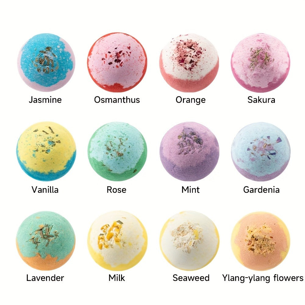 Bath Bomb Gift Set 12 Pack Extra Large - Mixed Essential Oil Bubble Bath Balls with 12 Aromatic Scents, Luxury Spa Fizzy Bath Bombs, Birthday Christmas Gift for Women Men