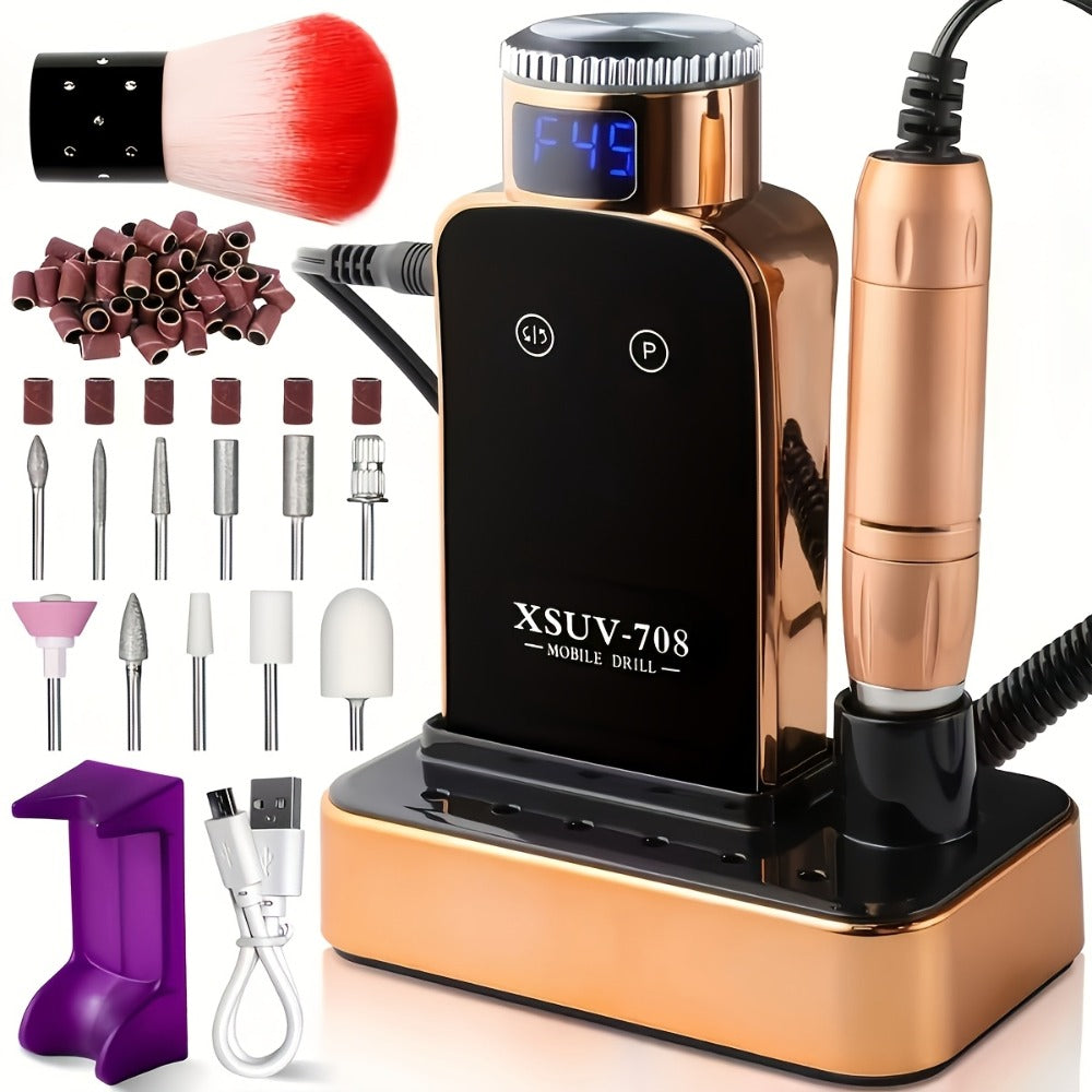 Electric Nail Drill Machine 45000RPM Professional Nail File Cordless Rechargeable Nail Efile for Acrylic Gel Nails Manicure Pedicure Polishing Shape Tools for Salon Home Use Nail Drill