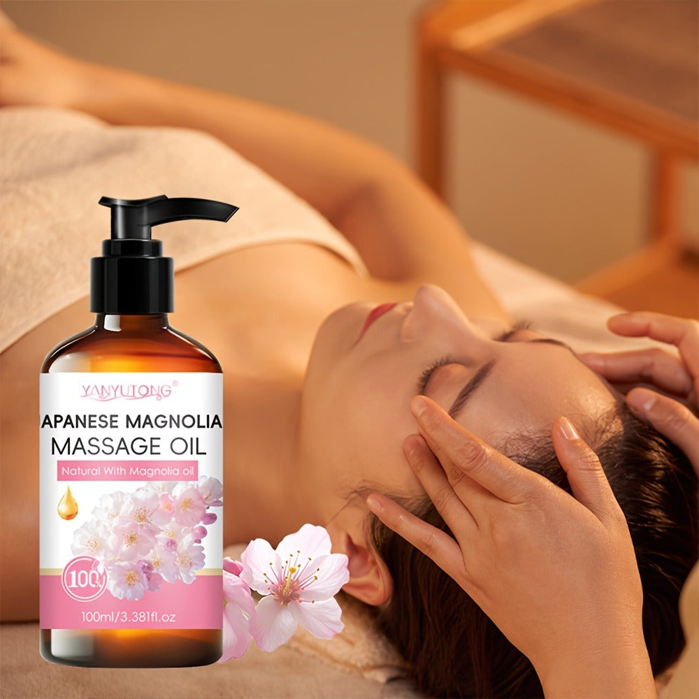 [Natural]3.38oz Cherry Blossom Massage Oil - Nourishing & Hydrating Formula with Cherry Blossom, Suitable for All Skin Types, Couples & Massage Use, Gentle & Non-Irritating, Must-Have Skincare Essential | Natural Ingredients | Ideal Holiday Gift