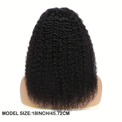 Kinky Curly Lace Front Wig Human Hair Brazilian Remy 4x4x1 Lace Closure 180% Density Natural Color Pre Plucked for Black Women 12-22 Inch