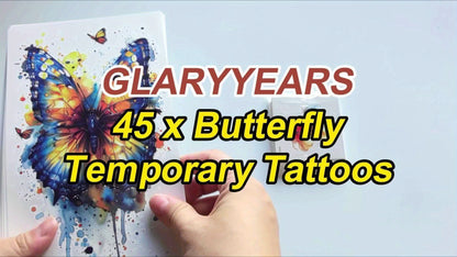 Flower Temporary Tattoos for Women 45 Sheets, 12 Large & 33 Small Realistic Watercolor Floral Fake Tattoo Stickers, Long Lasting Half Arm Body Tattoos Party Supplies Favors