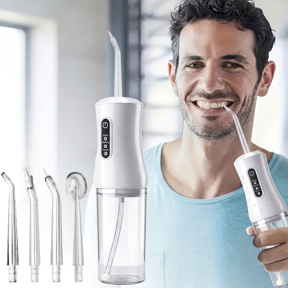 Smart Electric Water Flosser With Precise Water Pressure Adjustment | Features Interchangeable Nozzles, Usb-Rechargeable, Ideal For Home Or Travel Use, Perfect Gift For Christmas, Father'S Day, Mother'S Day