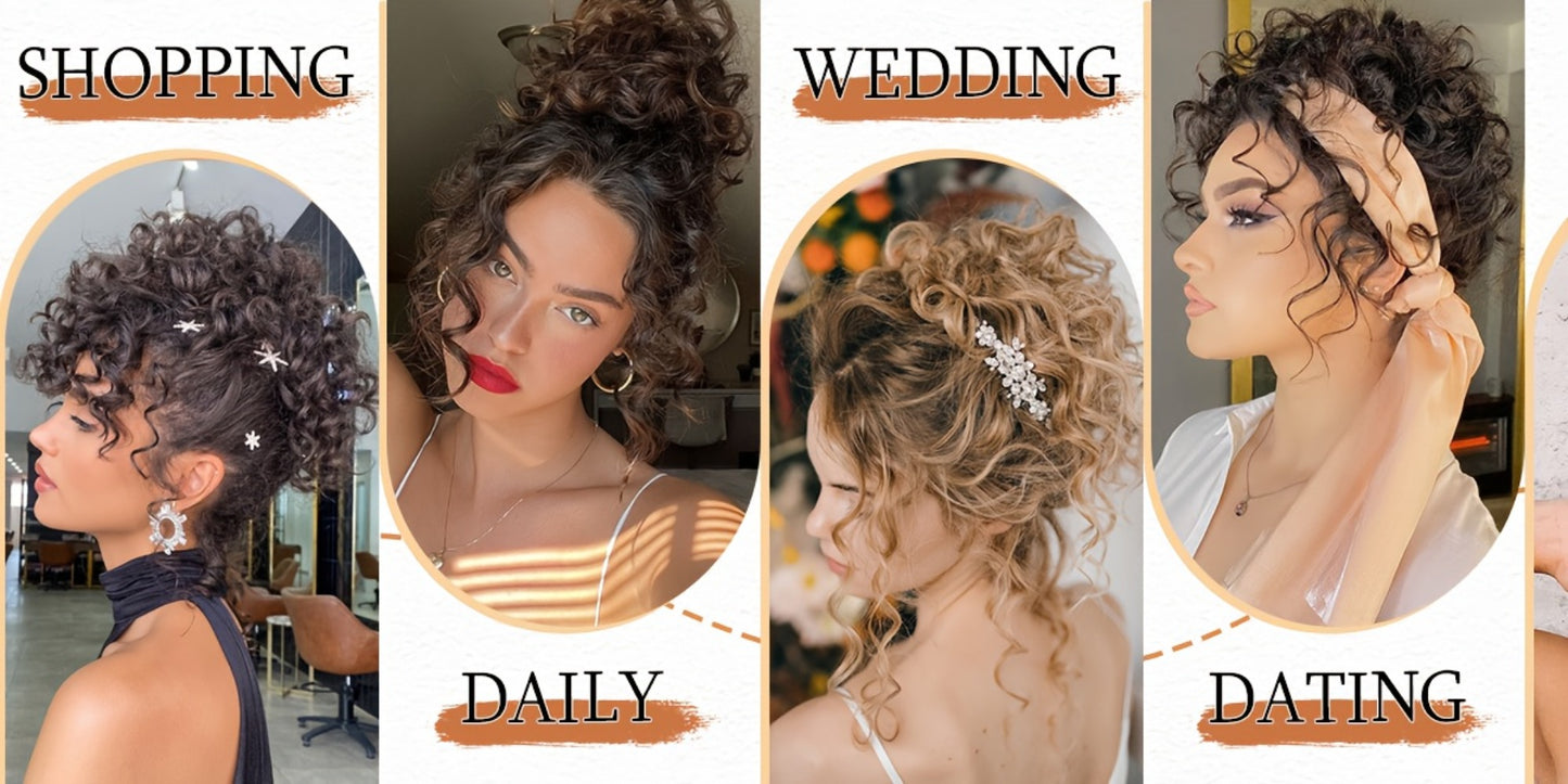 Messy Bun Hairpiece Drawstring Loose Curly Clip In Hair Extension Scrunchie Fake Bun Ponytail Updo Women 10 Inch Thick Voluminous Brown Dark Blonde All Hair Types