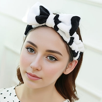 Headbands for Women 6 Pack Bow Design Soft Fabric Elastic Hair Bands for Makeup Spa Shower Skincare Routine Patterned Polyester Hair Headband for All Hair Types Beauty Accessory Gift Set